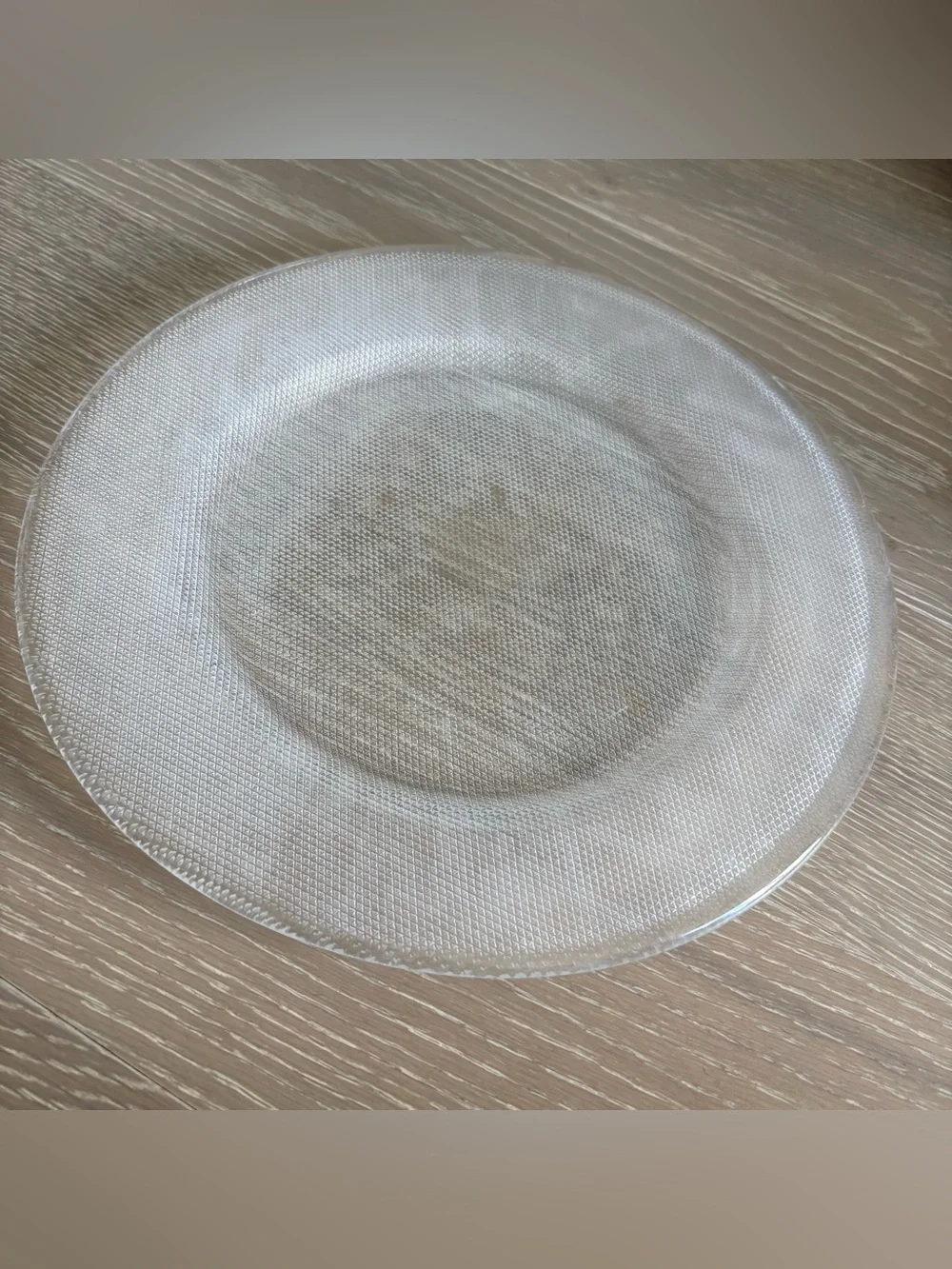 Clear Textured Glass Serving Plate - White/Clear